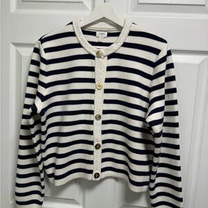 J. Crew Navy and White Striped Cardigan